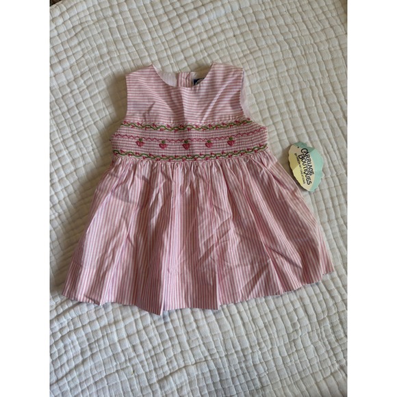 Carriage Boutique Other - Vintage Collectible Carriage Boutique Strawberry Smocked Stripe Pink Dress